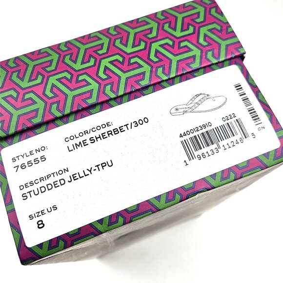 Tory Burch Studded Jelly Flip Flops Thong Sandals Lime Sherbet - Picture 8 of 8